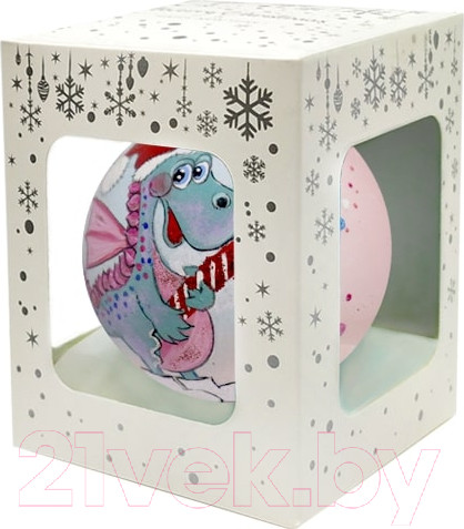 Изображение товара Шар новогодний Декарт Дракон с конфетти 8Ш0059 (10см, розовый)