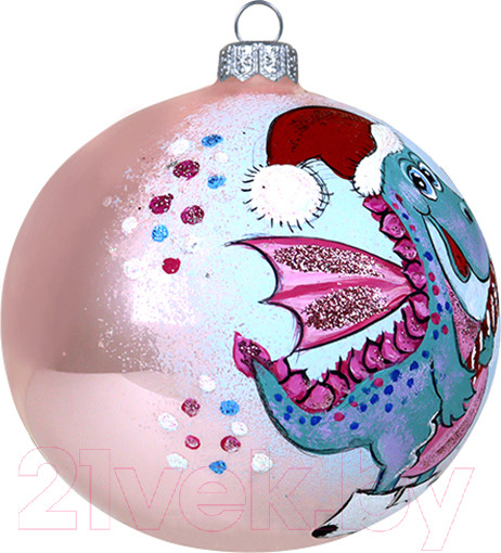 Изображение товара Шар новогодний Декарт Дракон с конфетти 8Ш0059 (10см, розовый)