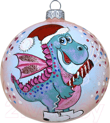 Изображение товара Шар новогодний Декарт Дракон с конфетти 8Ш0059 (10см, розовый)