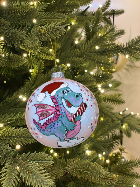 Изображение товара Шар новогодний Декарт Дракон с конфетти 8Ш0059 (10см, розовый)