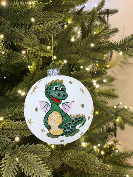 Изображение товара Шар новогодний Декарт Дракоша Витоша 8Ш0083 (10см, белый)