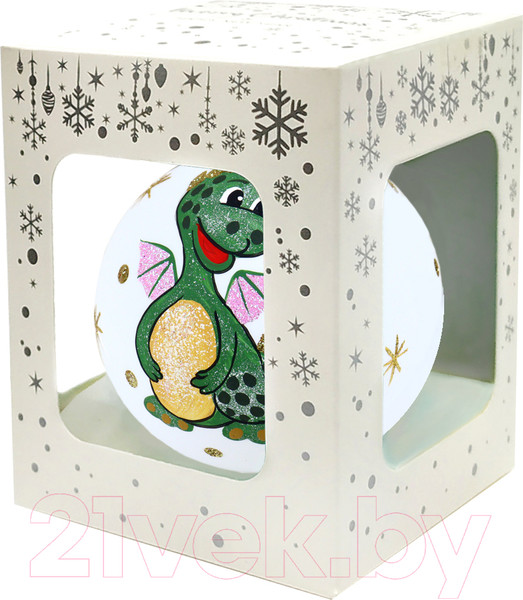 Изображение товара Шар новогодний Декарт Дракоша Витоша 8Ш0083 (10см, белый)