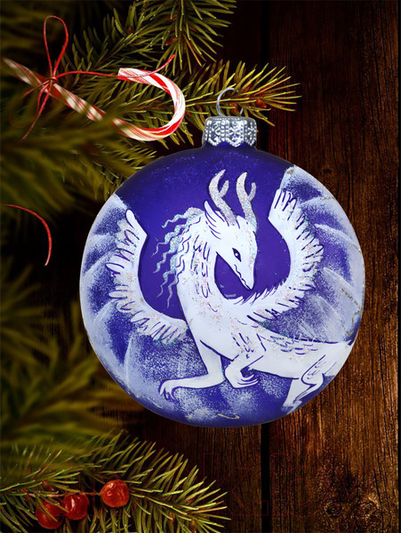 Изображение товара Шар новогодний Декарт Летучий дракон 8Ш0060 (10см, синий)