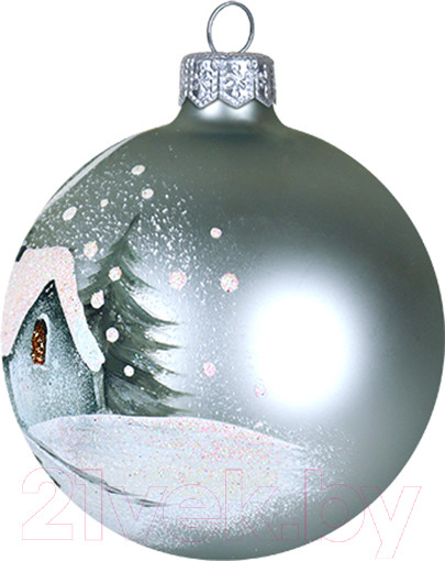 Изображение товара Шар новогодний Декарт Зимняя сказка 8Ш0068 (8см, серебристый)