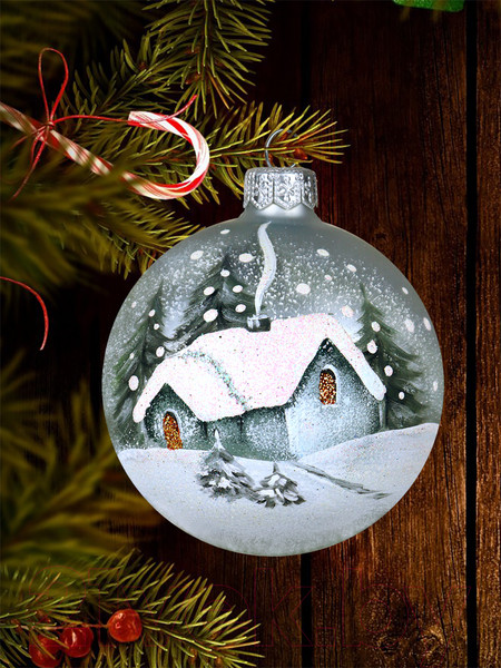 Изображение товара Шар новогодний Декарт Зимняя сказка 8Ш0068 (8см, серебристый)