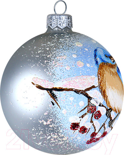 Изображение товара Шар новогодний Декарт Птичка на ветке 8Ш0024 (8см, серебристый)