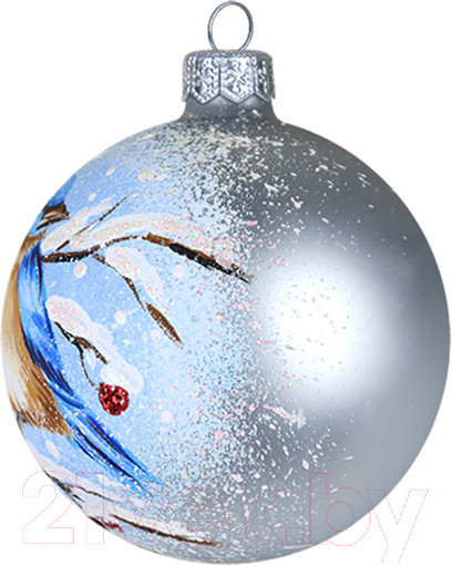 Изображение товара Шар новогодний Декарт Птичка на ветке 8Ш0024 (8см, серебристый)