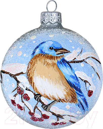 Изображение товара Шар новогодний Декарт Птичка на ветке 8Ш0024 (8см, серебристый)