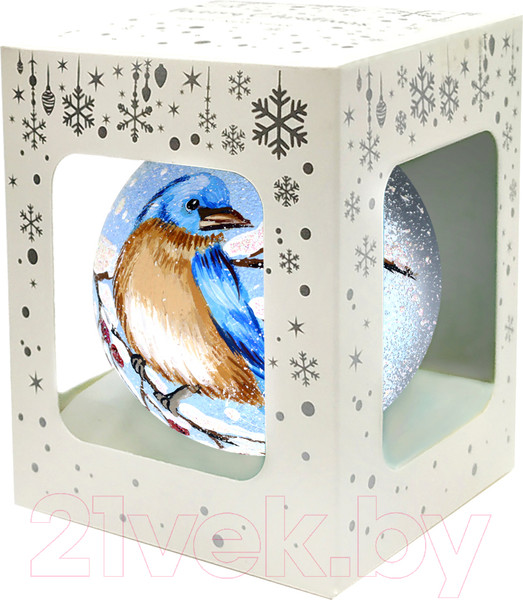 Изображение товара Шар новогодний Декарт Птичка на ветке 8Ш0024 (8см, серебристый)