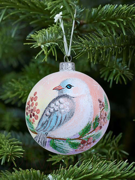 Изображение товара Шар новогодний Декарт Белая птица 8Ш0084 (10см, белый)