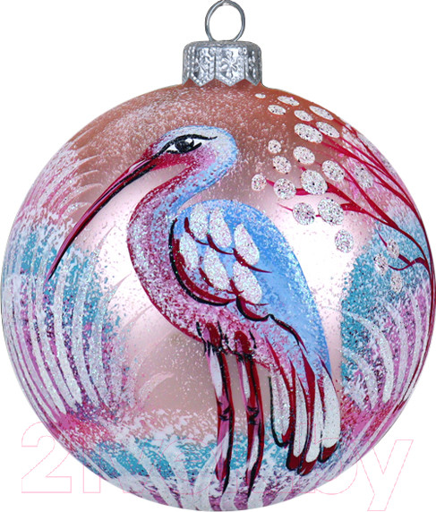 Изображение товара Шар новогодний Декарт Цапля 8Ш0085 (10см, розовый)
