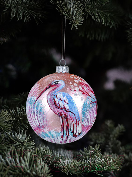 Изображение товара Шар новогодний Декарт Цапля 8Ш0085 (10см, розовый)