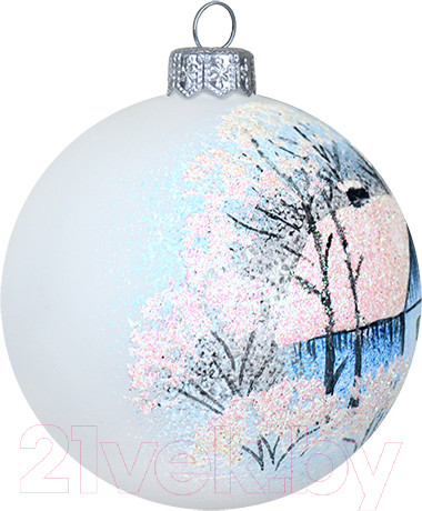 Изображение товара Шар новогодний Декарт Морозное утро 8Ш0020 (8см, белый)