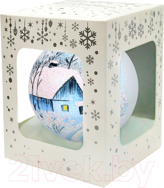 Изображение товара Шар новогодний Декарт Морозное утро 8Ш0020 (8см, белый)