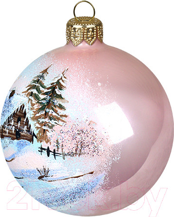 Изображение товара Шар новогодний Декарт Домик в деревне 8Ш0093 (8см, белый)