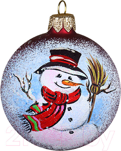 Изображение товара Шар новогодний Декарт Снеговик 8Ш0073 (8см, красный)