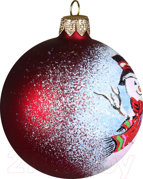 Изображение товара Шар новогодний Декарт Снеговик 8Ш0073 (8см, красный)