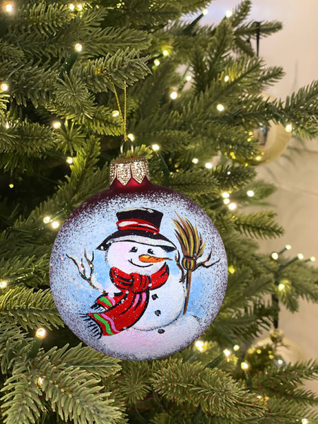 Изображение товара Шар новогодний Декарт Снеговик 8Ш0073 (8см, красный)