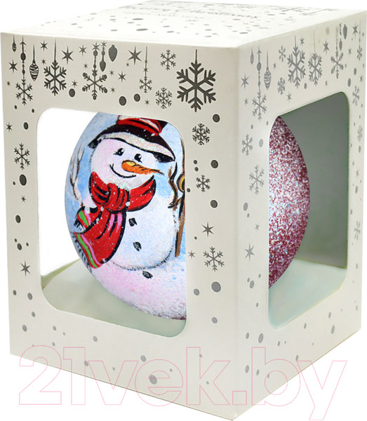 Изображение товара Шар новогодний Декарт Снеговик 8Ш0073 (8см, красный)