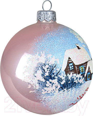 Изображение товара Шар новогодний Декарт Хуторок 8Ш0071 (8см, розовый)