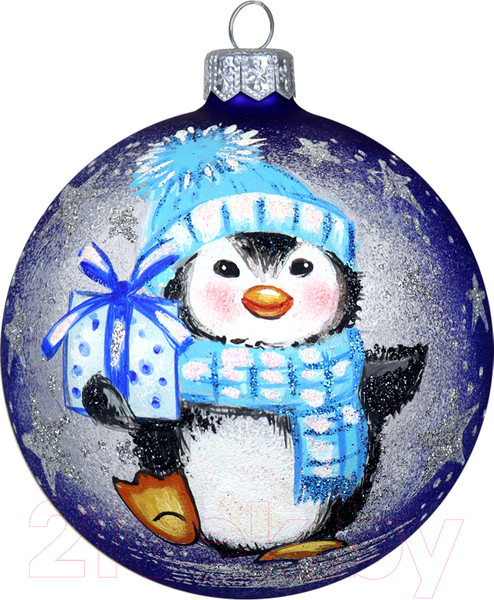 Изображение товара Шар новогодний Декарт Пингвин 8Ш0088 (10см, синий)