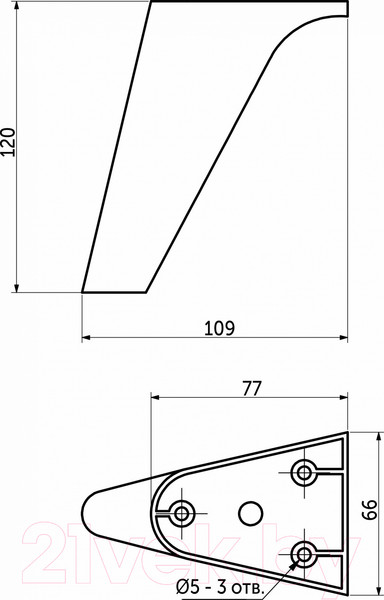 Изображение товара Опора мебельная AKS B-16 120 (металлик)
