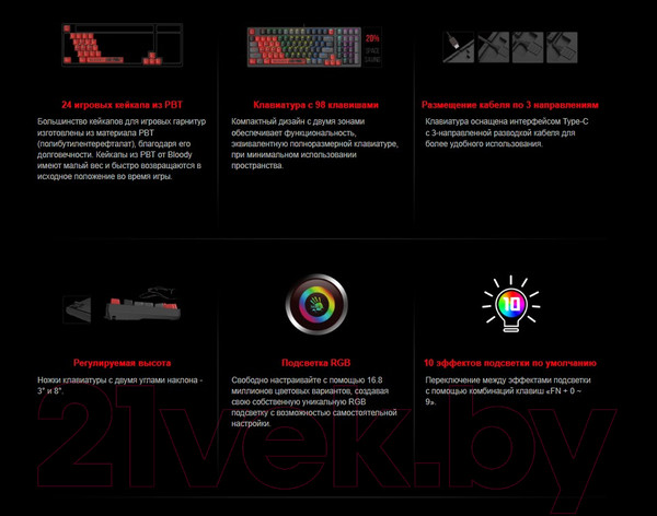 Изображение товара Клавиатура A4Tech Bloody S98 Sports Navy (синий/белый)