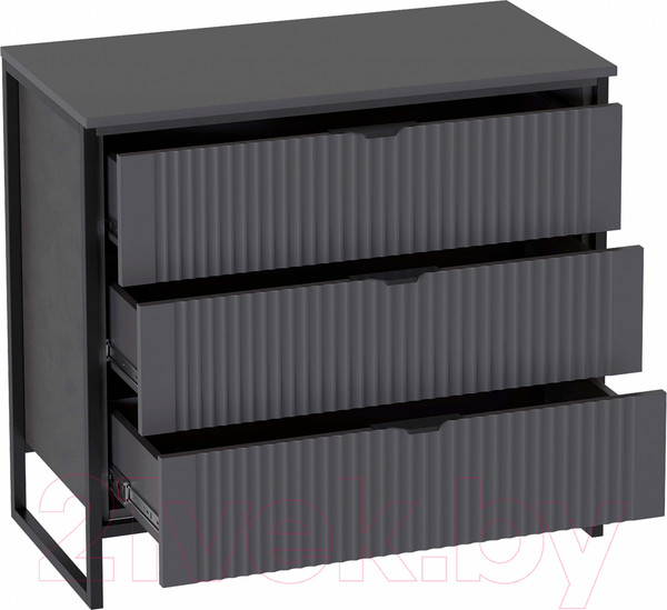 Изображение товара Комод Мебельград Нора 3 ящика (металл бруклин/графит)