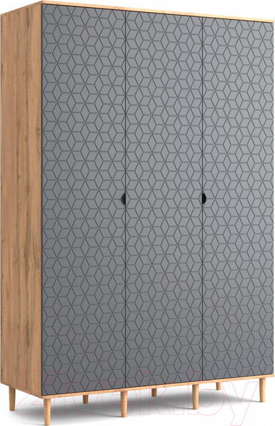 Изображение товара Шкаф Мебельград Денвер 3 двери (дуб вотан/графит)