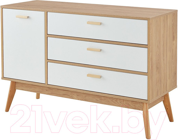 Изображение товара Тумба Мебельград Калгари 1200 (дуб натуральный светлый/белый матовый)