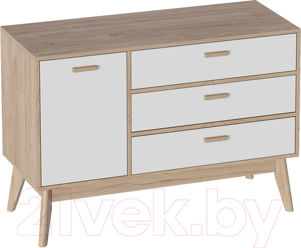 Изображение товара Тумба Мебельград Калгари 1200 (дуб натуральный светлый/белый матовый)