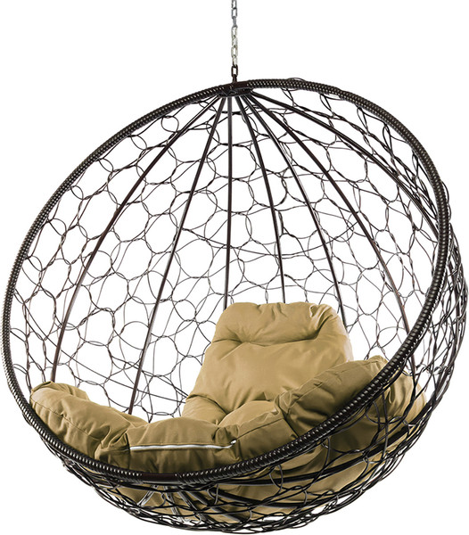 Изображение товара Кресло подвесное M-Group Круг / 11050201 (коричневый ротанг/бежевая подушка)