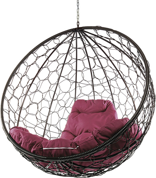 Изображение товара Кресло подвесное M-Group Круг / 11050202 (коричневый ротанг/бордовая подушка)