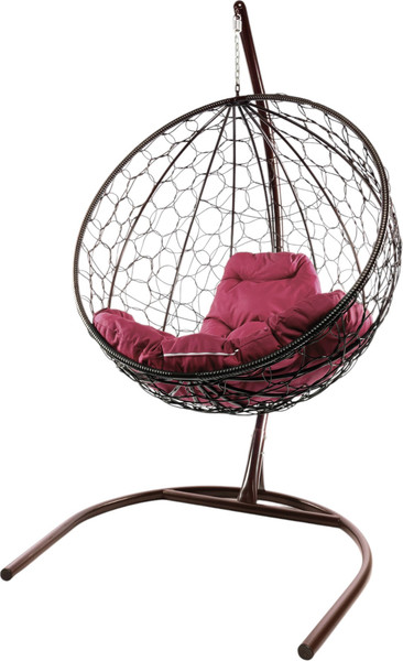 Изображение товара Кресло подвесное M-Group Круг / 11050202 (коричневый ротанг/бордовая подушка)