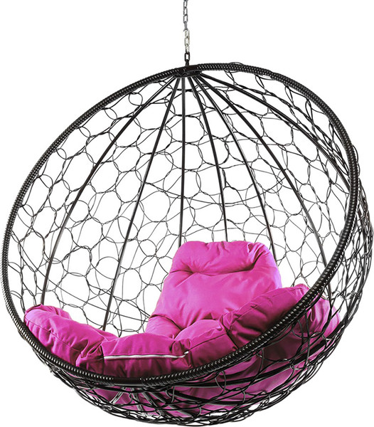 Изображение товара Кресло подвесное M-Group Круг / 11050408 (черный ротанг/розовая подушка)