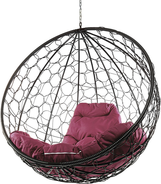 Изображение товара Кресло подвесное M-Group Круг / 11050402 (черный ротанг/бордовая подушка)