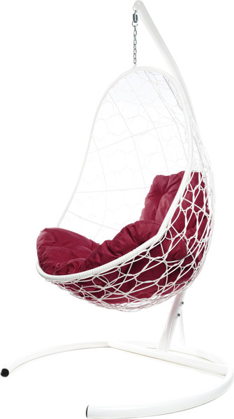 Изображение товара Кресло подвесное M-Group Овал / 11140102 (белый ротанг/бордовая подушка)