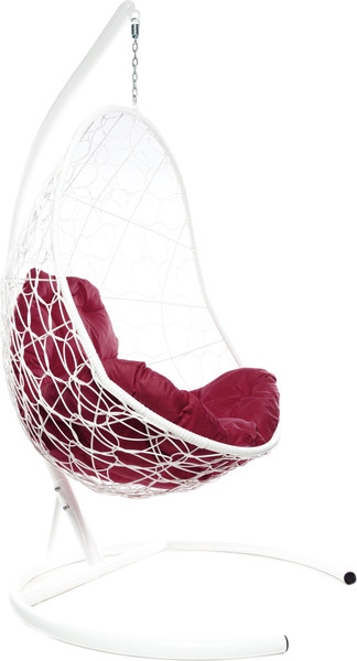 Изображение товара Кресло подвесное M-Group Овал / 11140102 (белый ротанг/бордовая подушка)