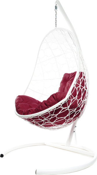 Изображение товара Кресло подвесное M-Group Овал / 11140102 (белый ротанг/бордовая подушка)