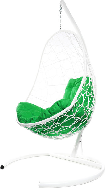 Изображение товара Кресло подвесное M-Group Овал / 11140104 (белый ротанг/зеленая подушка)