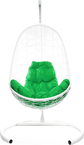 Изображение товара Кресло подвесное M-Group Овал / 11140104 (белый ротанг/зеленая подушка)