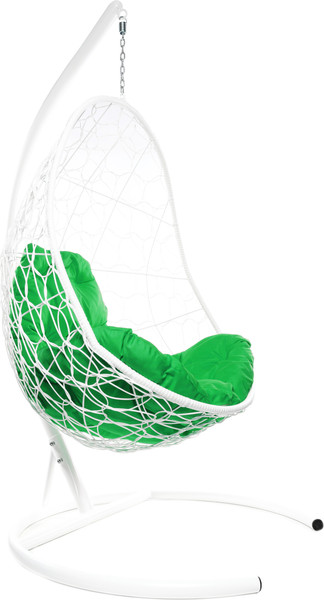 Изображение товара Кресло подвесное M-Group Овал / 11140104 (белый ротанг/зеленая подушка)