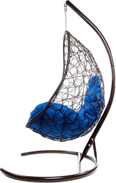 Изображение товара Кресло подвесное M-Group Овал / 11140210 (коричневый ротанг/синяя подушка)