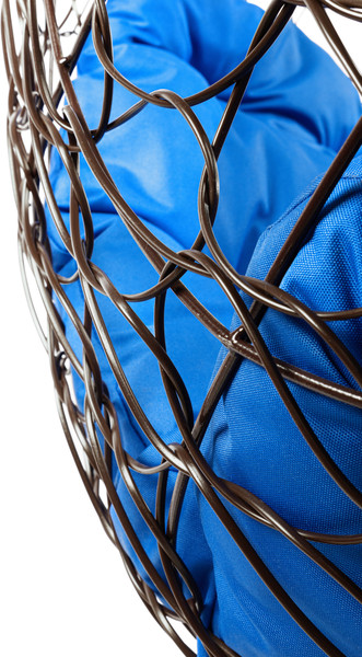 Изображение товара Кресло подвесное M-Group Овал / 11140210 (коричневый ротанг/синяя подушка)