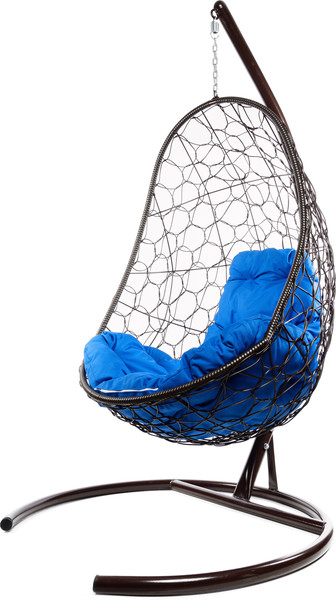 Изображение товара Кресло подвесное M-Group Овал / 11140210 (коричневый ротанг/синяя подушка)
