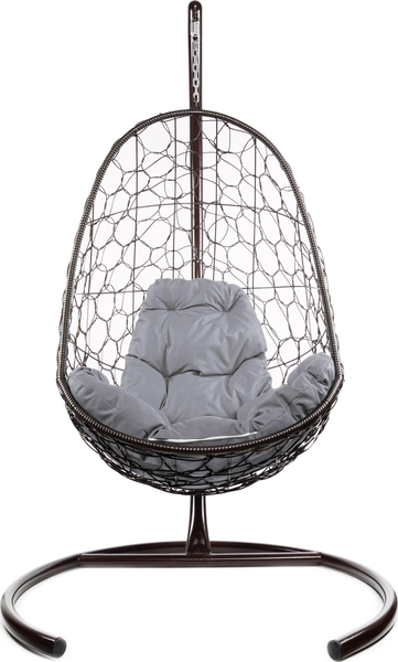 Изображение товара Кресло подвесное M-Group Овал / 11140209 (коричневый ротанг/серая подушка)