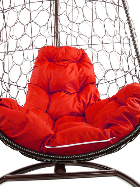 Изображение товара Кресло подвесное M-Group Овал / 11140206 (коричневый ротанг/красная подушка)