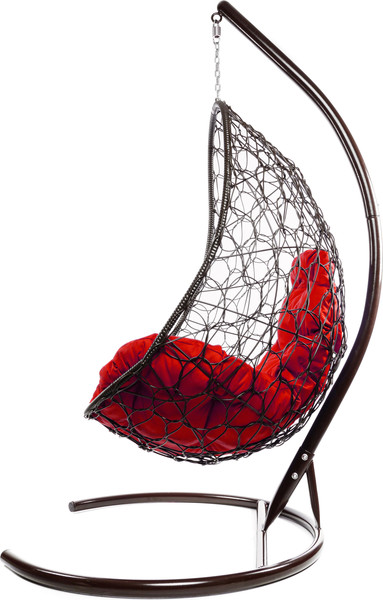 Изображение товара Кресло подвесное M-Group Овал / 11140206 (коричневый ротанг/красная подушка)