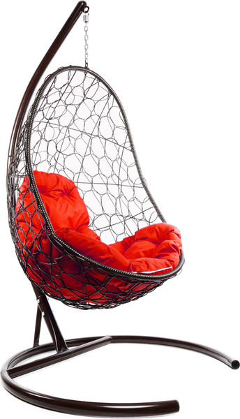 Изображение товара Кресло подвесное M-Group Овал / 11140206 (коричневый ротанг/красная подушка)