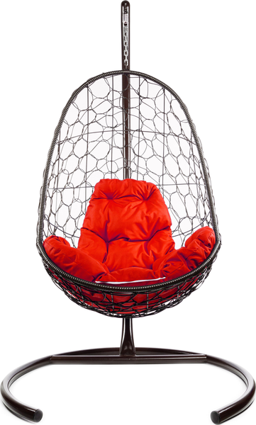 Изображение товара Кресло подвесное M-Group Овал / 11140206 (коричневый ротанг/красная подушка)